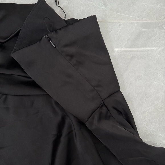 Women’s Zara Strapless Satin Side Effect Asymmetrical Mini Dress Small - Picture 7 of 16